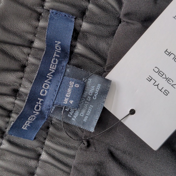 NWT French Connection Faux Leather Skirt, Black, Womens Waist 25-28 - Picture 6 of 8